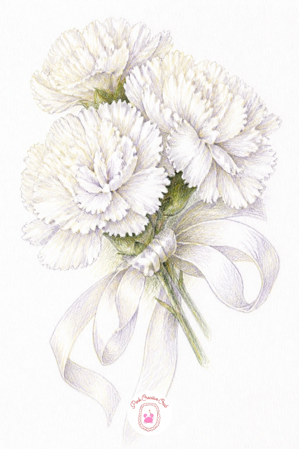 White Carnations At A Wedding — White carnations at a wedding push you to draw white on white, which sounds tricky but is really about shadow more than
