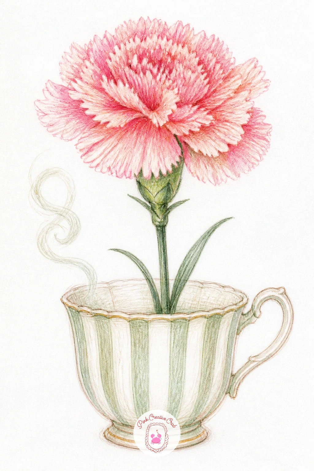 Carnation In A Teacup — A carnation in a teacup borrows the cozy, collected feel of book stack drawing , another subject built from everyday objects arranged