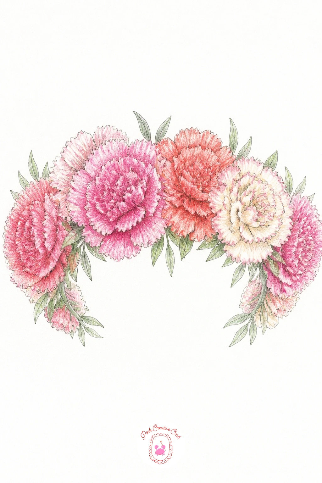 Carnation Crown — A carnation crown asks you to think in a circle rather than a line, blooms linked in a continuous band that wraps around an implied head