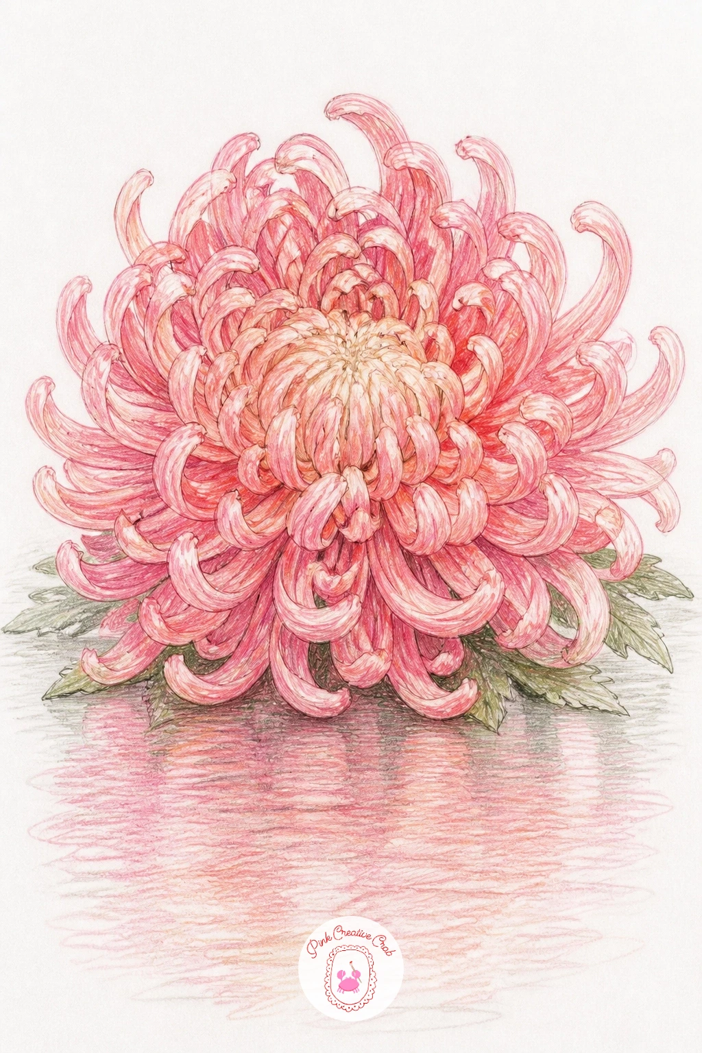 A Chrysanthemum On A Dresser — A chrysanthemum on a dresser places the flower in a small quiet scene, a single stem leaning against a mirror or propped in a