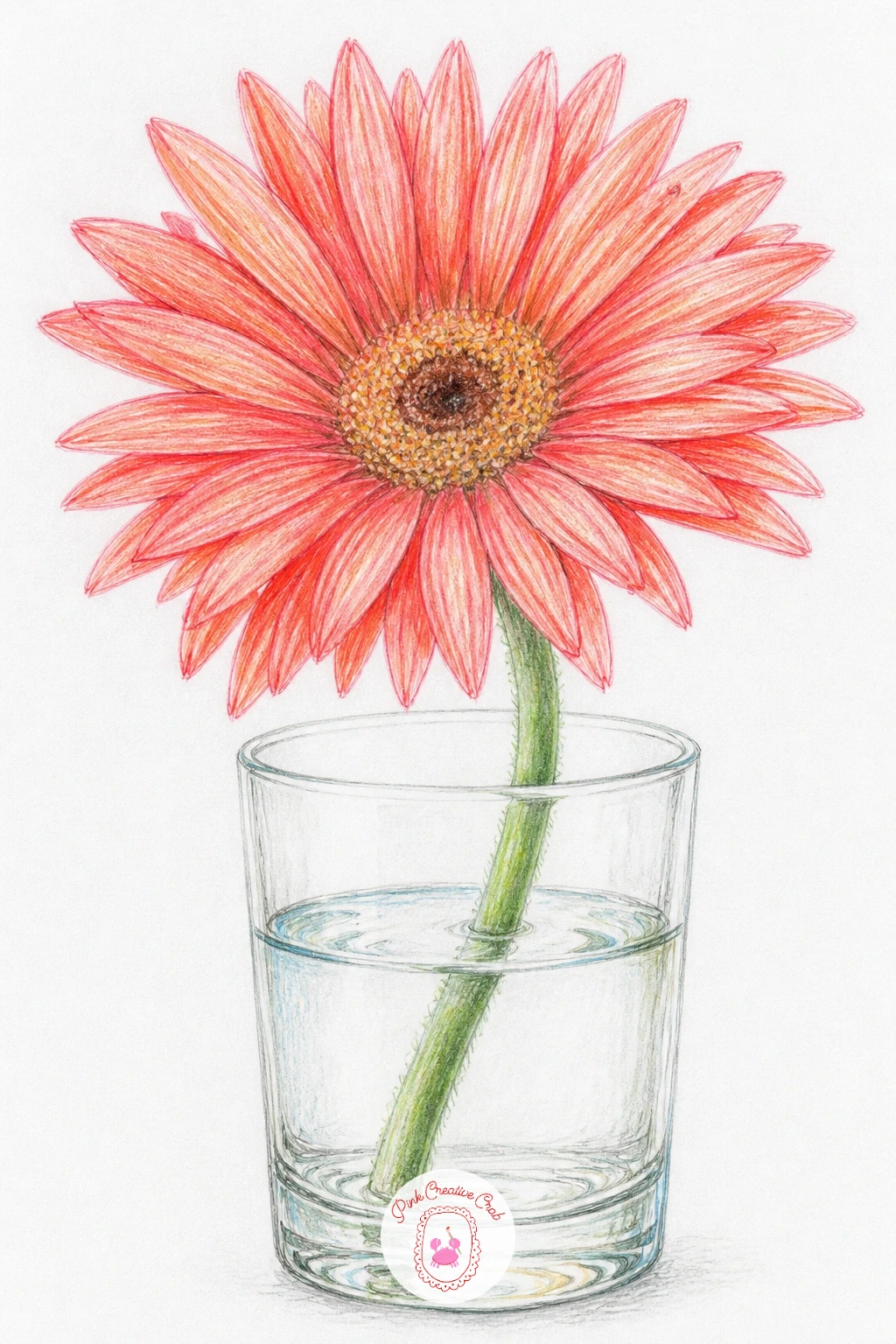 A Gerbera In A Glass — A gerbera in a glass is a good subject for practicing bold, flat color blocking, since this flower's petals are long, smooth and simple