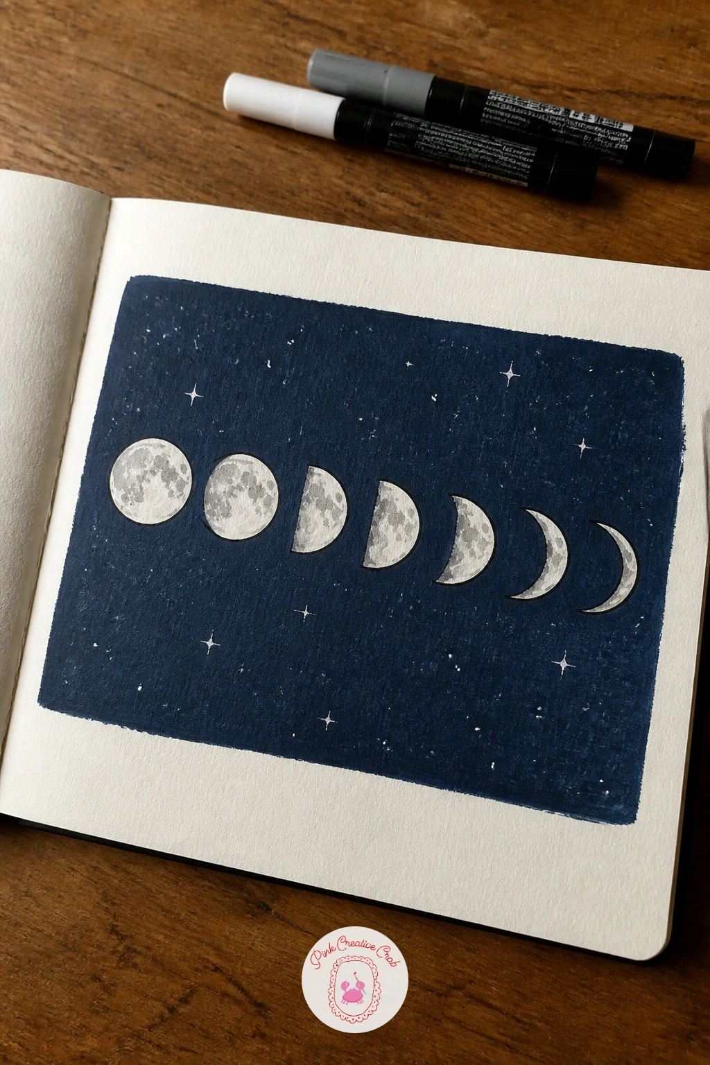Moon Phase Cover — Moon phases line up beautifully across a cover because the shapes repeat at a steady size, which makes this one of the easiest covers to
