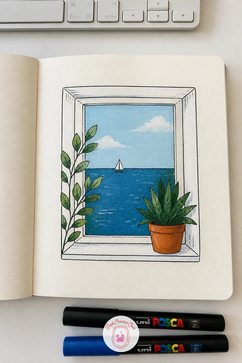 Window With a Sea View — A window with a sea view borrows a frame-within-a-frame trick, where an open window shape sits in the middle of the cover and the sea