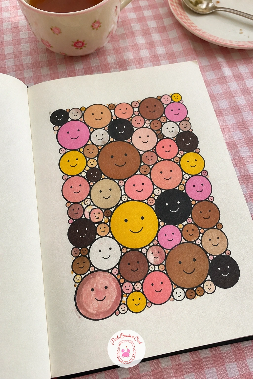 Doodle Crowd Cover — A doodle crowd fills the cover with dozens of tiny faces, each one different, packed together like a page from a very friendly phone book.