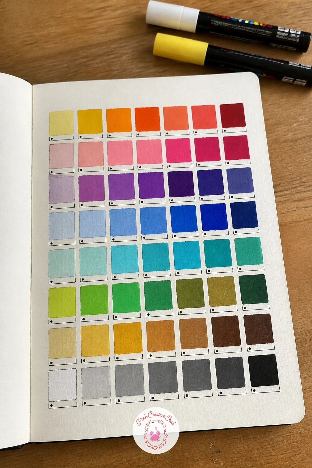 Paint Swatches Cover — Paint swatches turn the cover into a sample card straight from a hardware store, with a grid of small color blocks stacked in rows, each