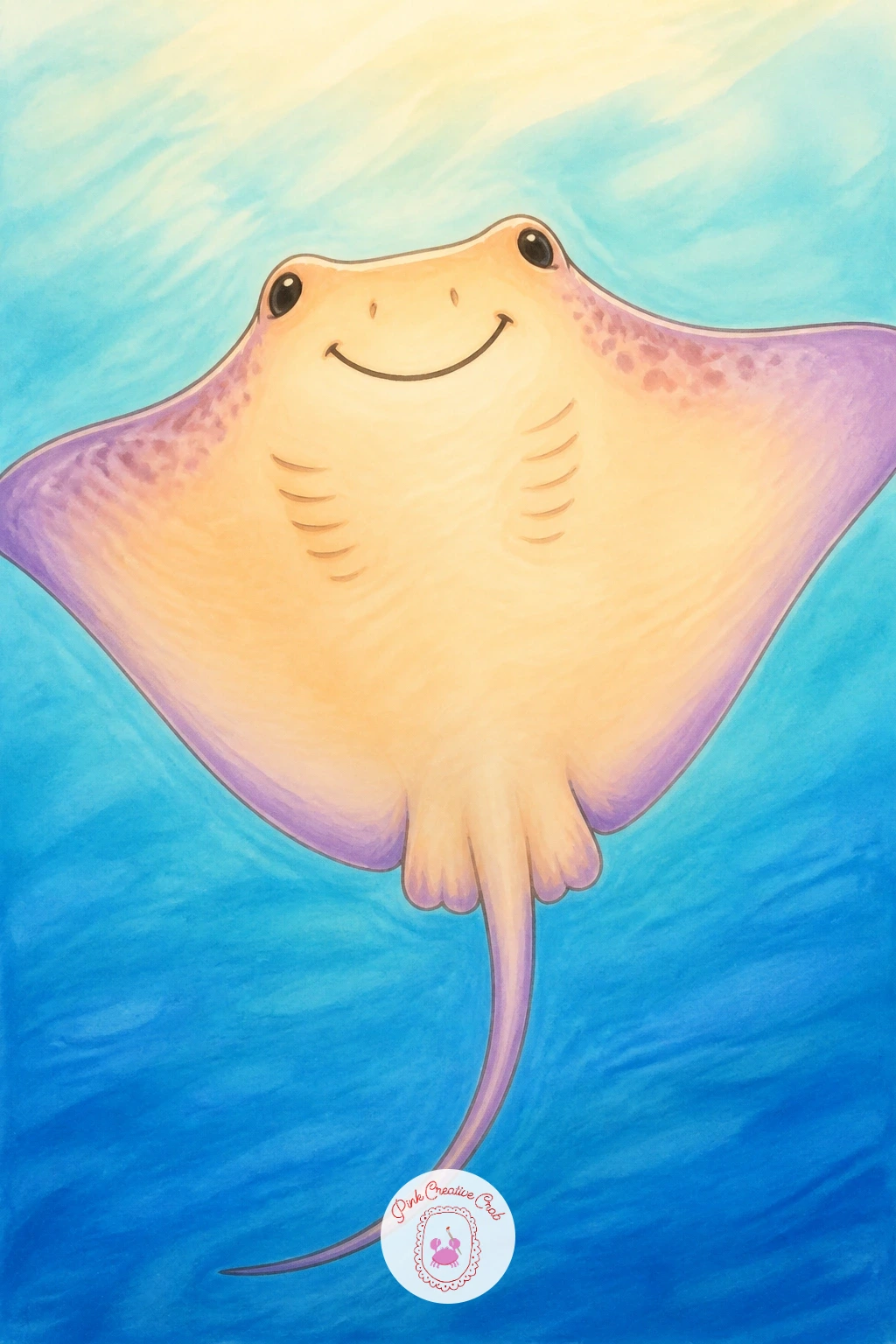 Smiling Stingray From Below — Once the basic ray shape feels comfortable, try a smiling stingray from below, which is the pose everyone loves because of that