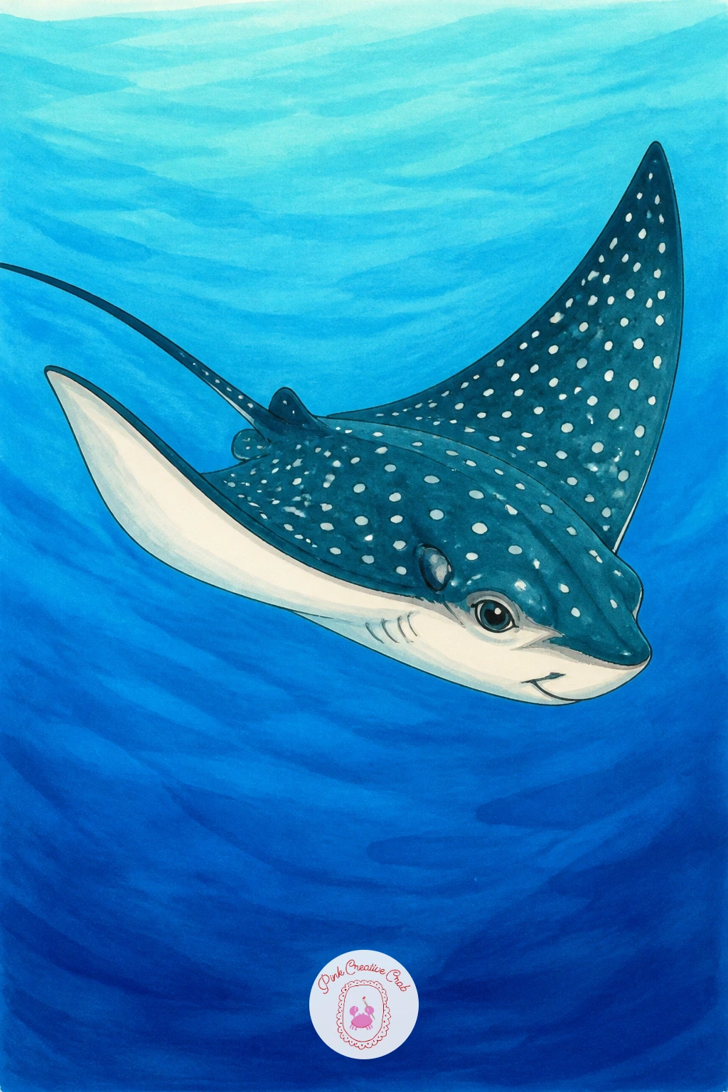 Spotted Eagle Ray — Move from the plain ray shape to a spotted eagle ray, known for the pretty constellation of white spots across its dark back. Stingray