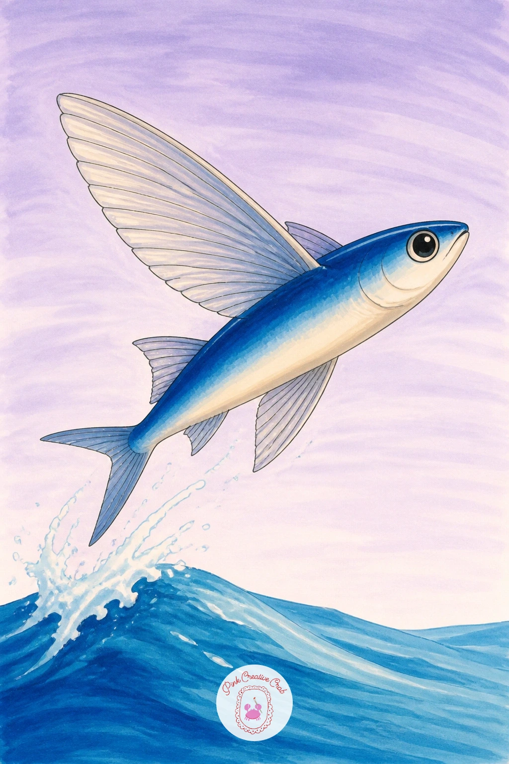 Flying Fish — Catch some motion with a flying fish, mid leap above the waterline with its wide fins spread like wings. Stingray drawing