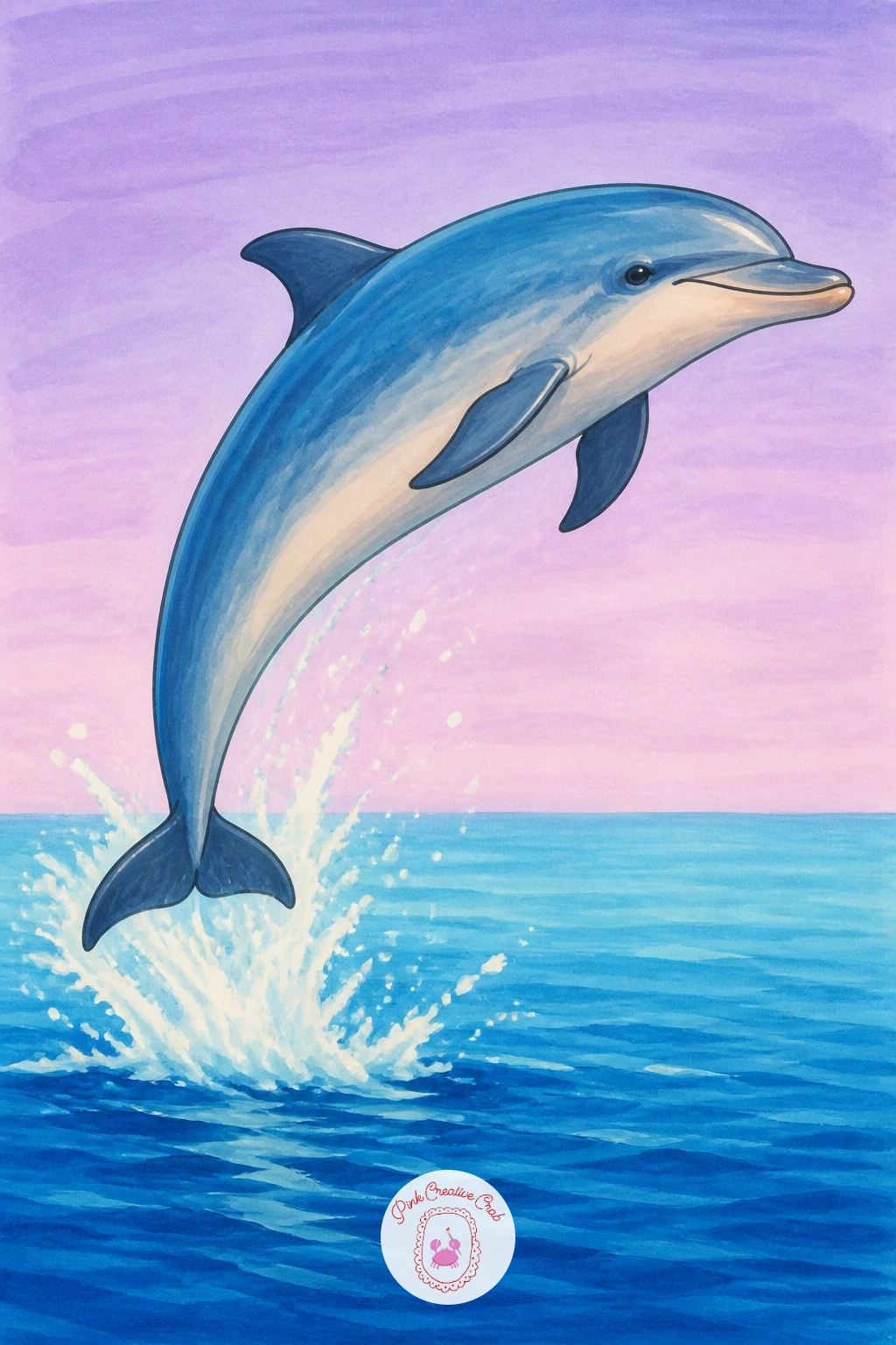 Dolphin Leaping — Bring in energy with a dolphin leaping clear of the waterline, a nice change of pace from all the gentle gliding so far. Stingray drawing