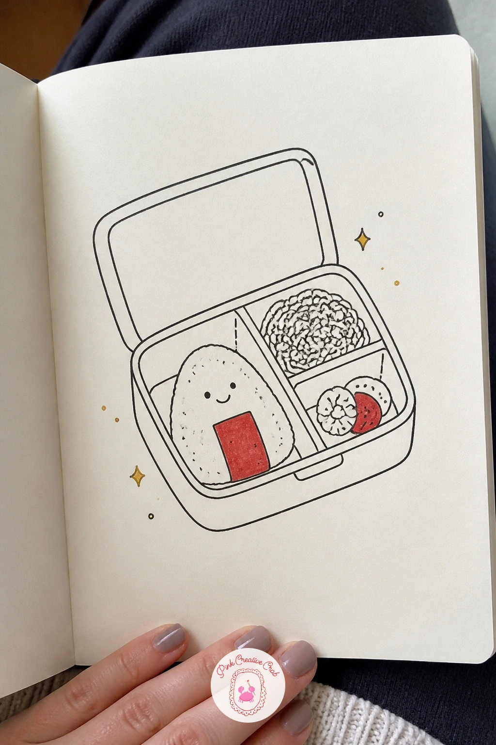 Packed Bento Box — The bento box is a good one for anyone who likes a bit of structure, since the whole doodle is really just a grid. Japanese doodles