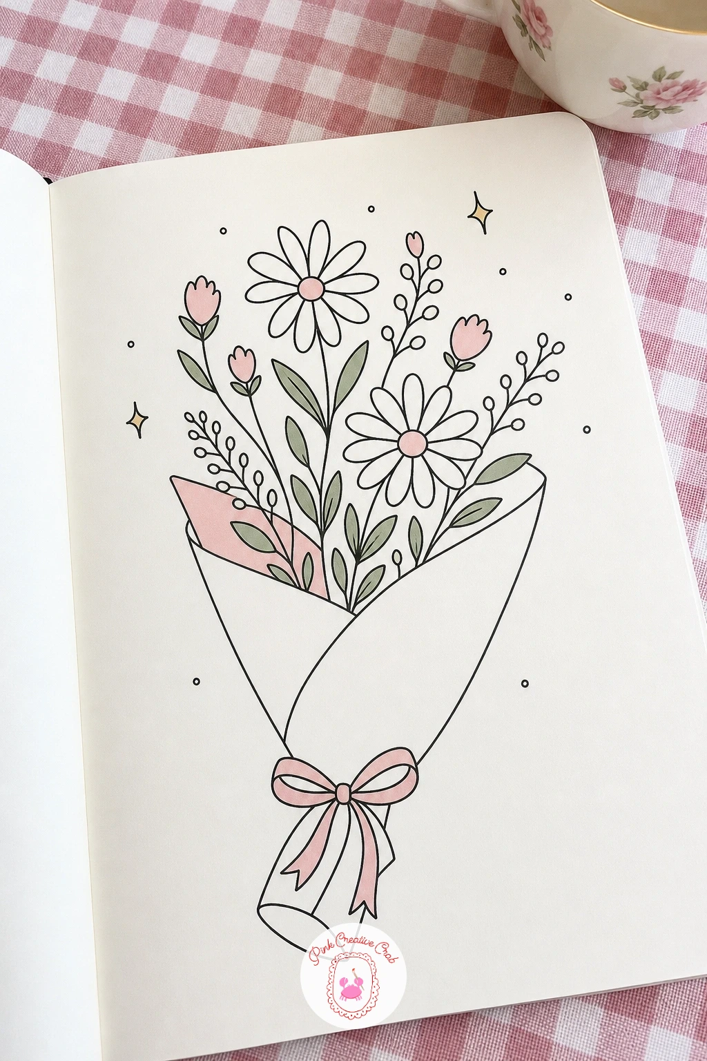 Wildflower Bouquet In Paper — Gather several of your practiced flower shapes into one bouquet, wrapped loosely in paper the way a market stall would hand it