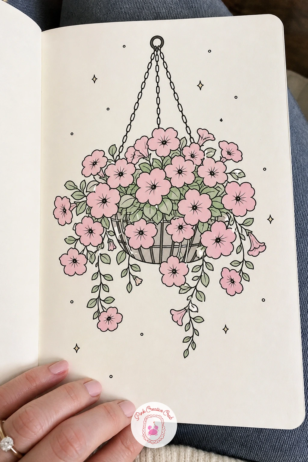 Hanging Basket Of Petunias — Hang that same overflow from above instead: a hanging basket of petunias, cascading down rather than spilling forward. Flower
