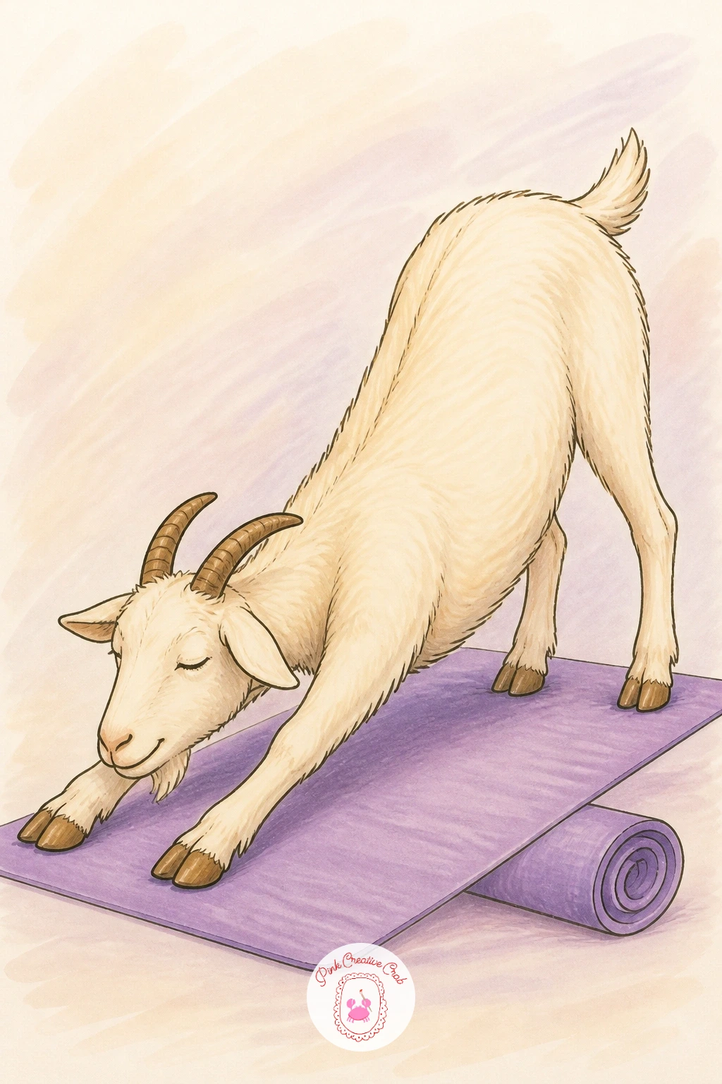 Goat Doing Yoga — Give your goat drawing a sense of humor by putting it into a yoga pose, like downward dog done on all fours with the back end raised and the