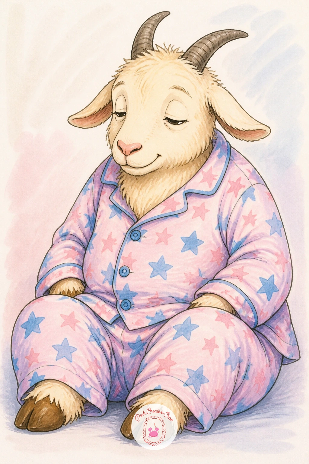 Goat in Pajamas — Keep the cozy theme going with a goat drawing dressed for bedtime