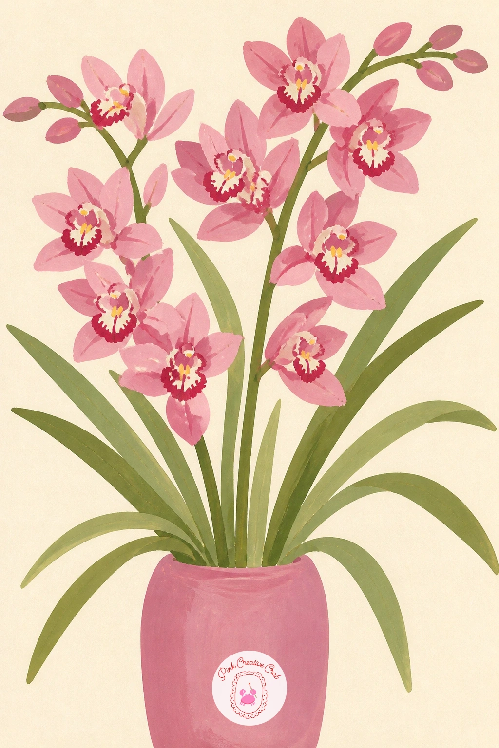 Cymbidium Bouquet — Bring several stems together for a cymbidium bouquet, the first true flower arrangement on this list. Orchid drawing