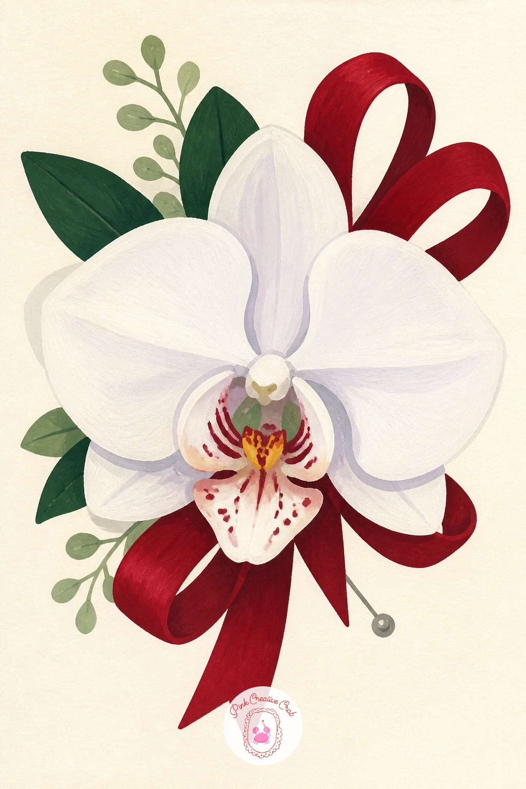 Orchid Corsage — Shrink the scale right down for an orchid corsage, a small worn flower pinned with ribbon, which makes a lovely quick study after the larger