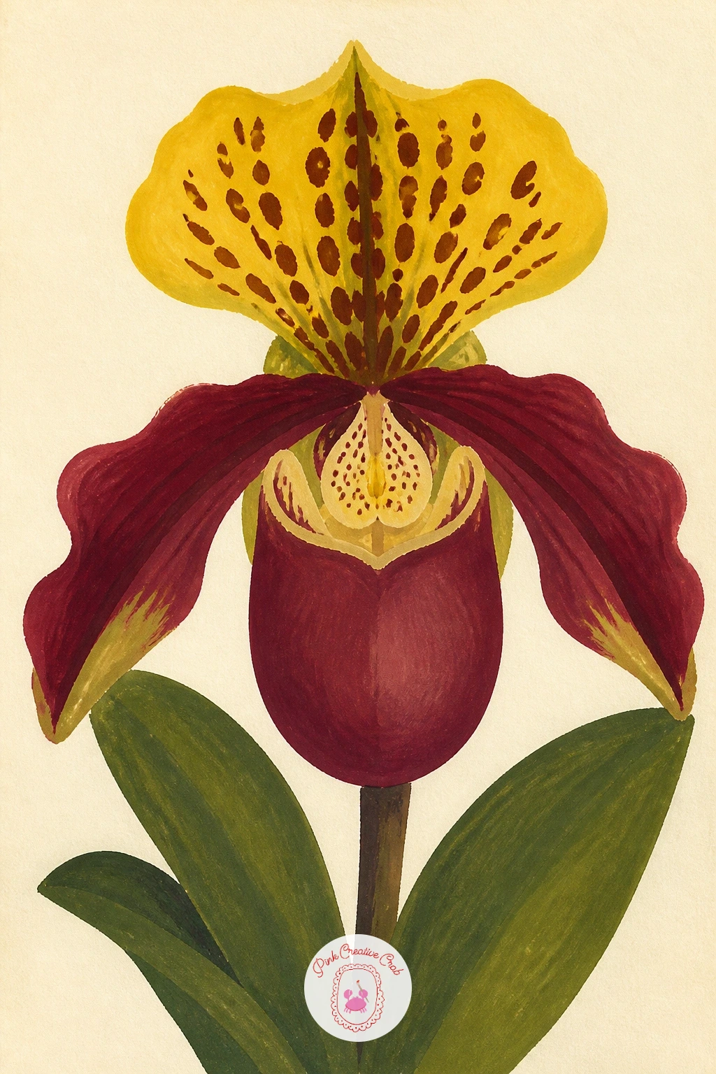 Slipper Orchid — Move into a stranger shape with a slipper orchid, whose pouch-like lip is the whole reason to paint it. Orchid drawing