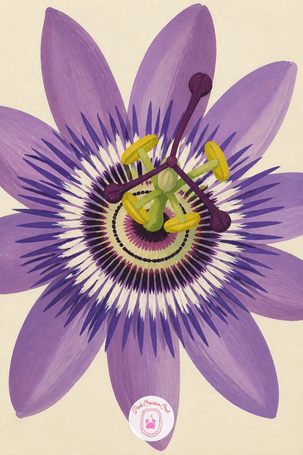 Passionflower — Take on a passionflower, one of the most intricate shapes on this list, with its ring of thin petals and the strange crown of filaments at its