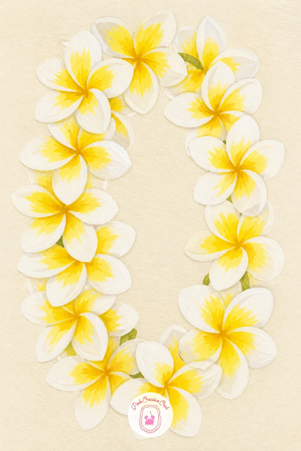 Plumeria Lei — Move into a tropical mood with a plumeria lei, a string of the same five-petaled flower repeated around a loose circular or draped shape. Orchid