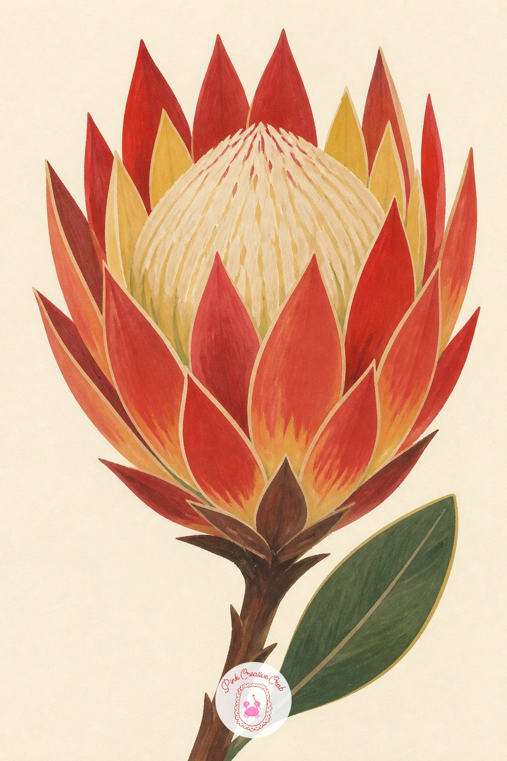 Protea — Paint a protea next, a flower built almost entirely from its layered, pointed bracts rather than soft petals. Orchid drawing