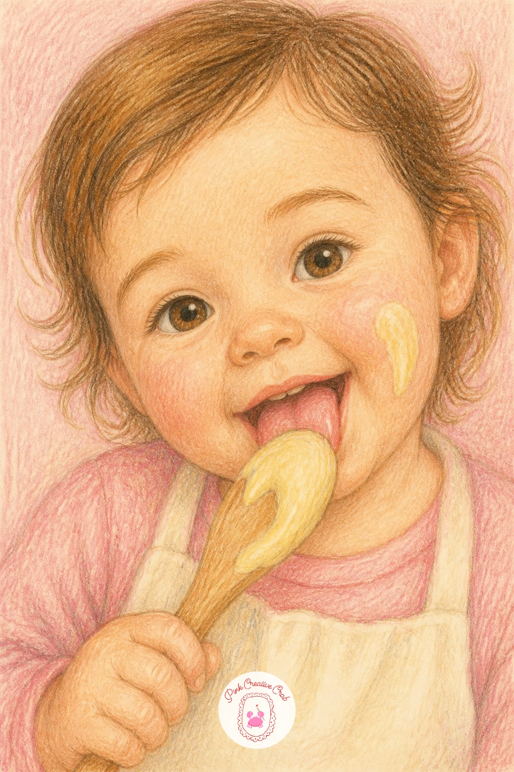 Toddler Licking the Spoon — Lighten the mood with a toddler licking the spoon, a small, affectionate scene that works well as a close up rather than a full