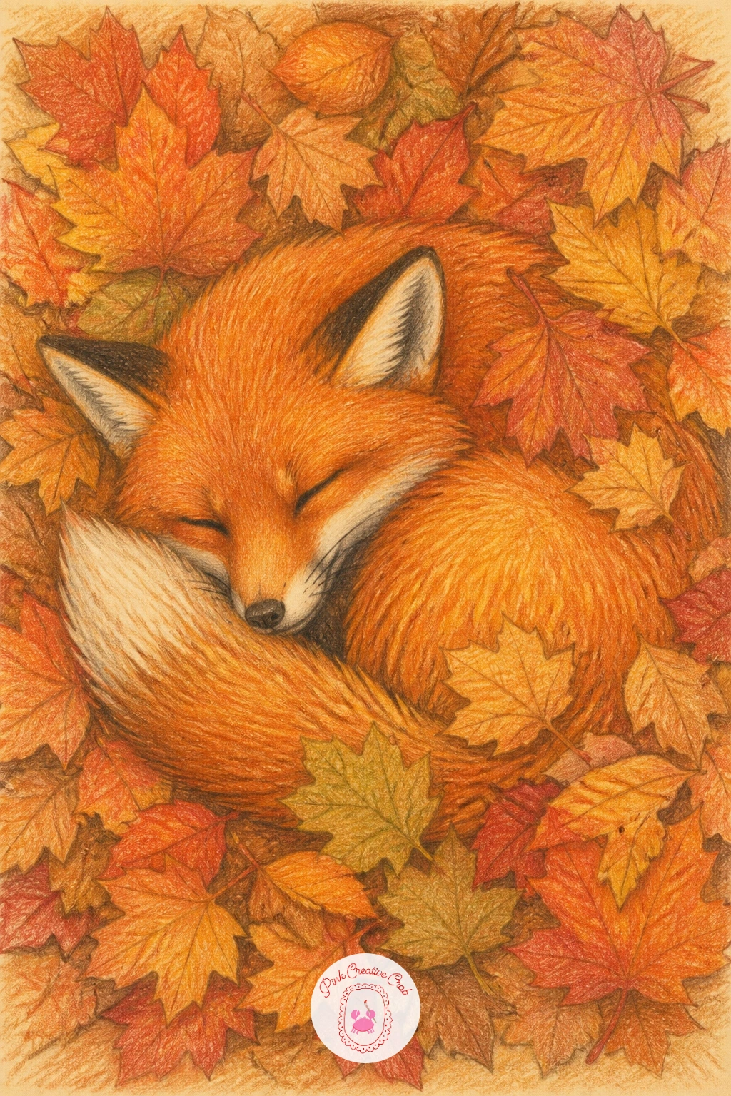 Sleepy Fox in Leaves — A sleepy fox in leaves asks for a little proportion check before anything else, so compare the length of the fox's curled body against
