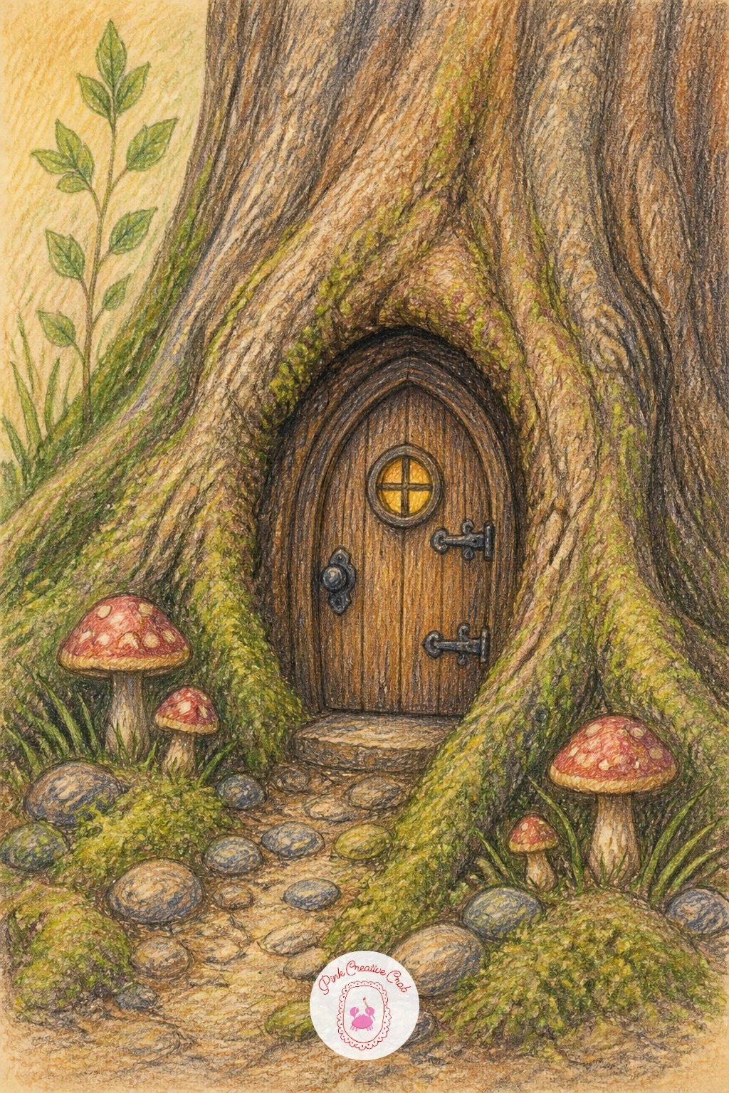 Fairy Door in a Tree — Place a fairy door in a tree by thinking about scale before anything else, the door itself should sit no taller than a large mushroom