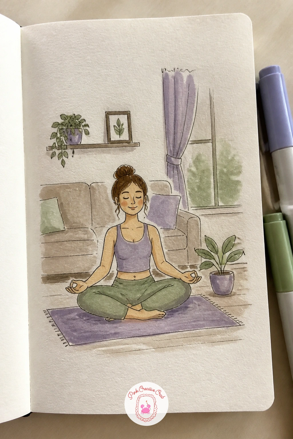 Yoga in the Living Room — Yoga in the living room is a good pose study, since a simple seated or standing stretch is easier to get right than a complicated