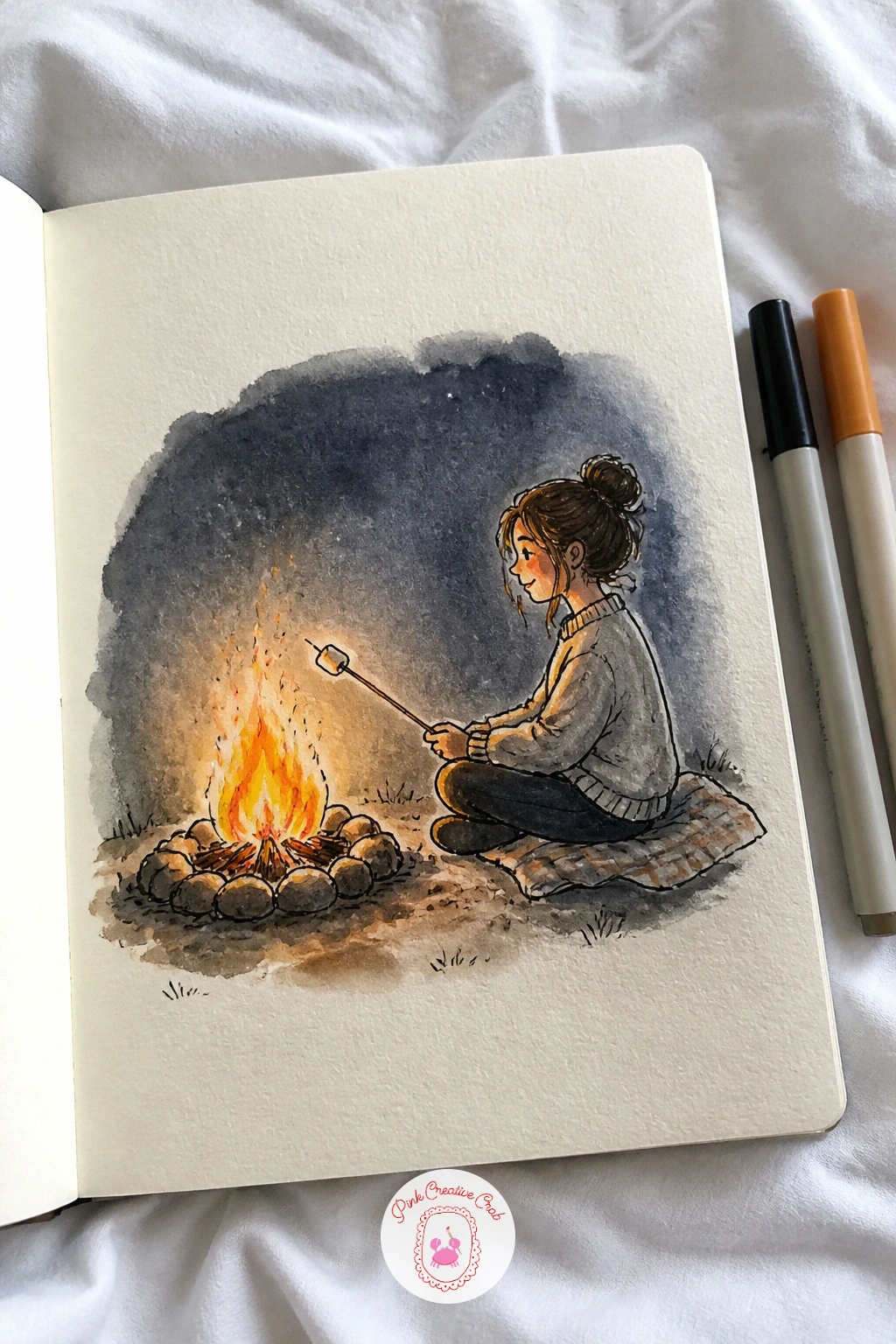 Marshmallows by a Bonfire — Marshmallows by a bonfire brings warm firelight into the diary, a nice contrast to the cooler evening scenes earlier in the list.