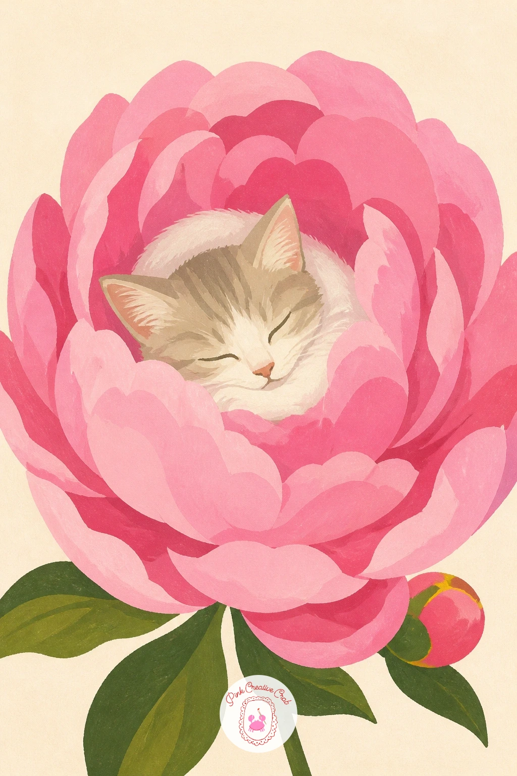 Kitten in a Peony — Move from the tulip to a kitten in a peony, where the challenge shifts from one petal to many soft layered ones. Cute painting ideas