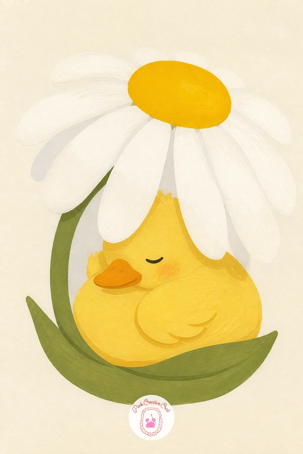Duckling Under a Daisy — Switch to a duckling under a daisy next, a nice contrast after the fuller peony since a daisy is really just one circle and a ring of