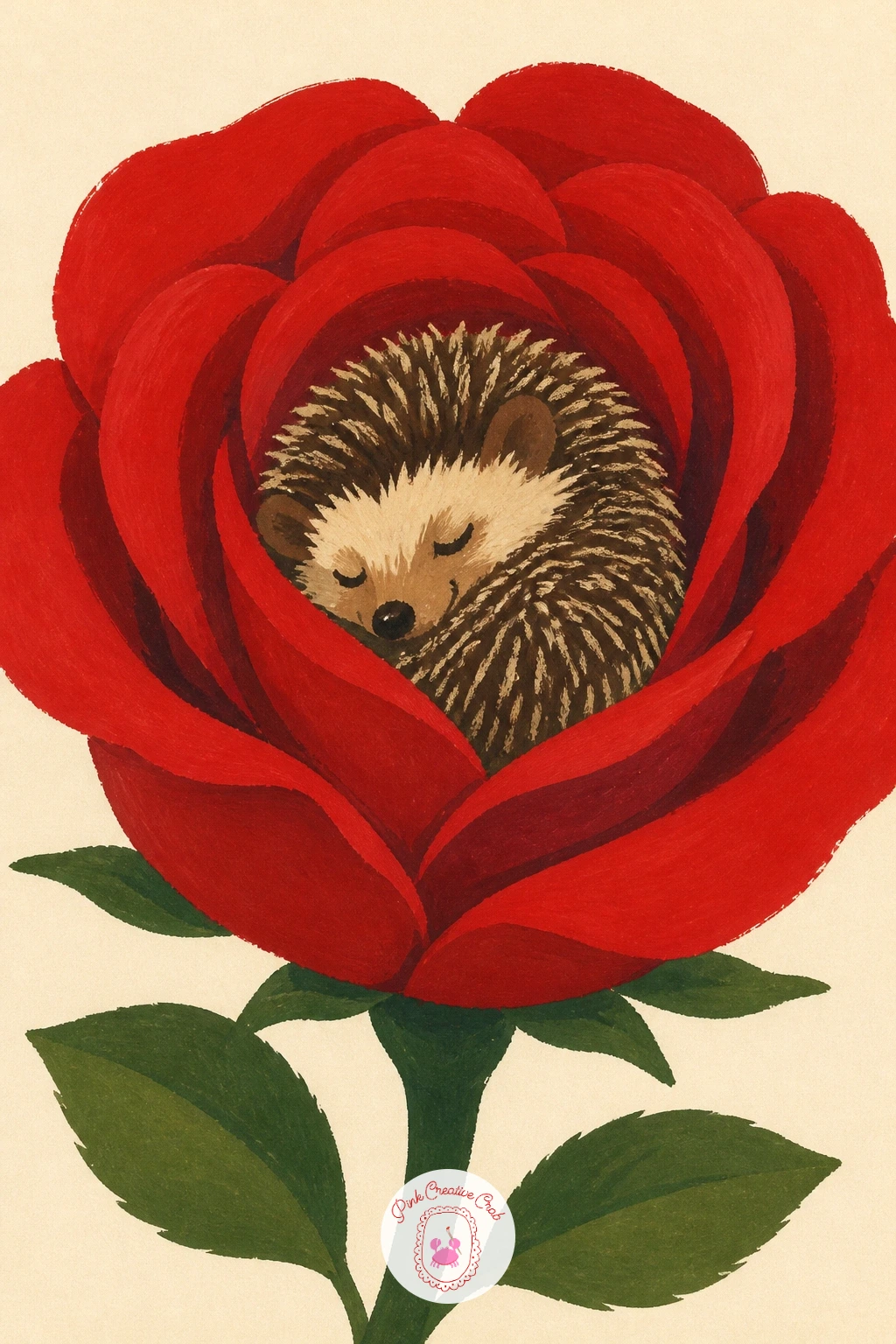 Hedgehog in a Rose — A hedgehog in a rose brings in a new texture problem worth solving early: how do you paint spines without the whole shape turning spiky