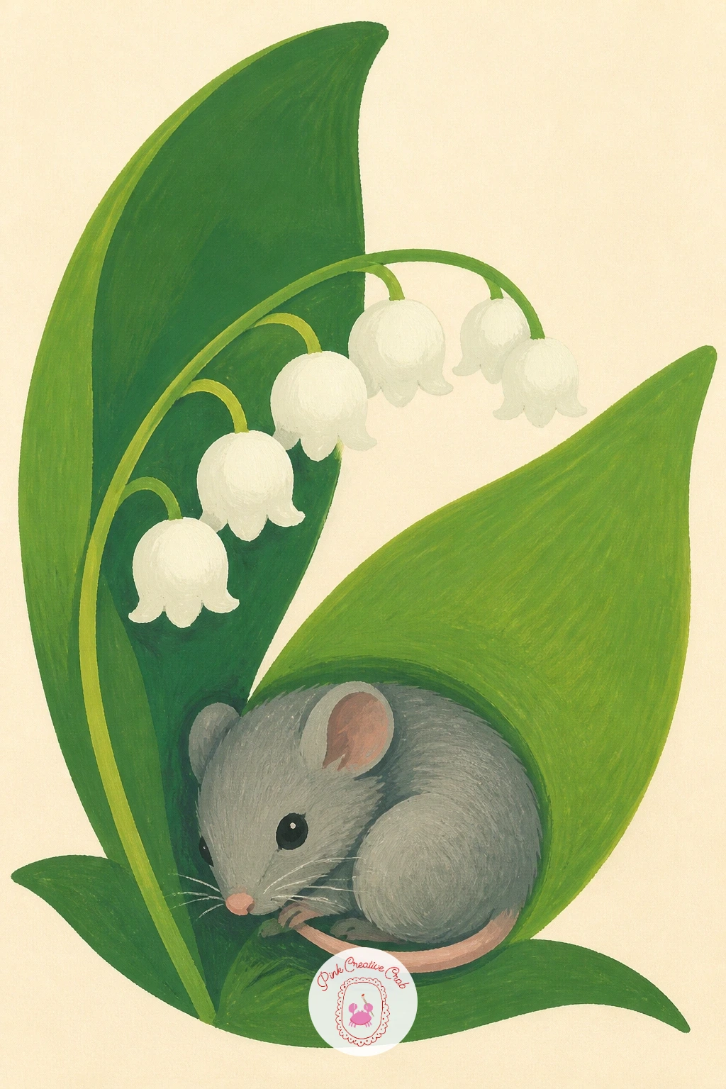 Mouse Under Lily of the Valley — A mouse under lily of the valley is one of the quietest subjects on this list, built almost entirely from small repeated bell