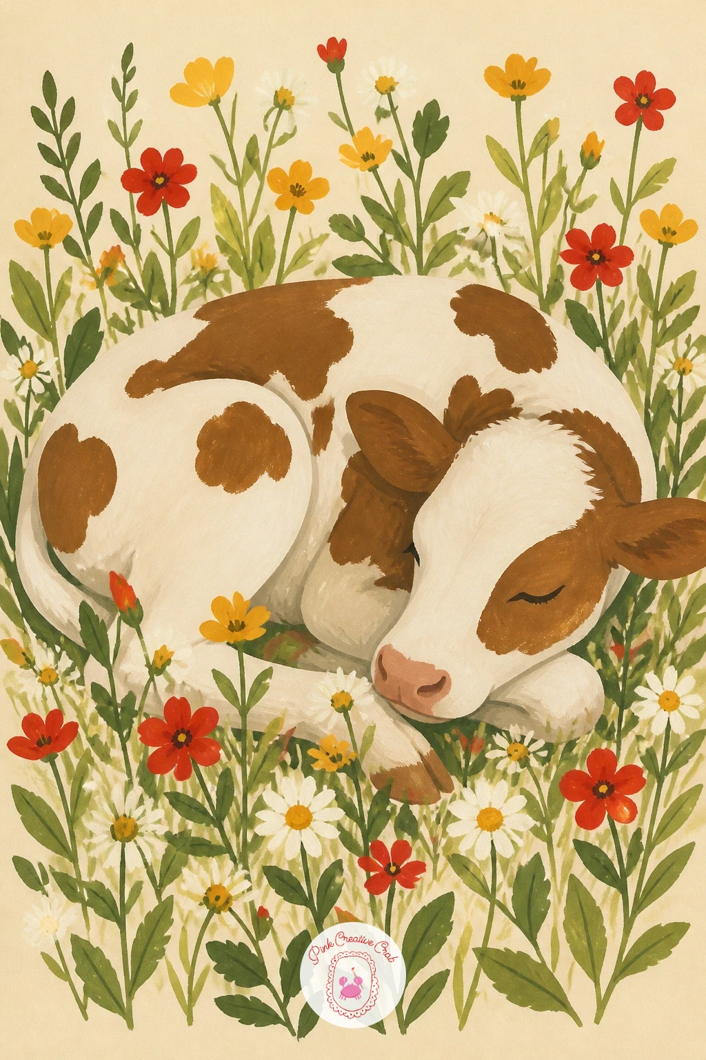 Calf in Wildflowers — A calf in wildflowers closes out the scene subjects with the biggest body shape on this list, so give the proportions a proper check