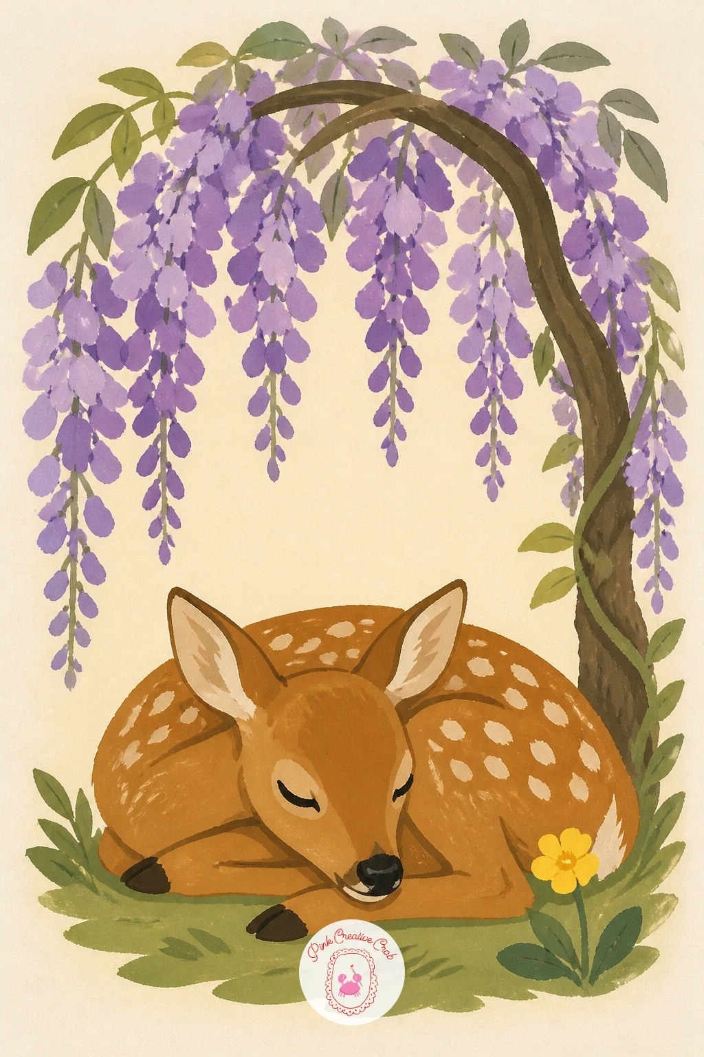 Fawn Under a Wisteria Arch — Close the whole list with a fawn under a wisteria arch, the most architectural scene here, so sketch the arch shape first as two
