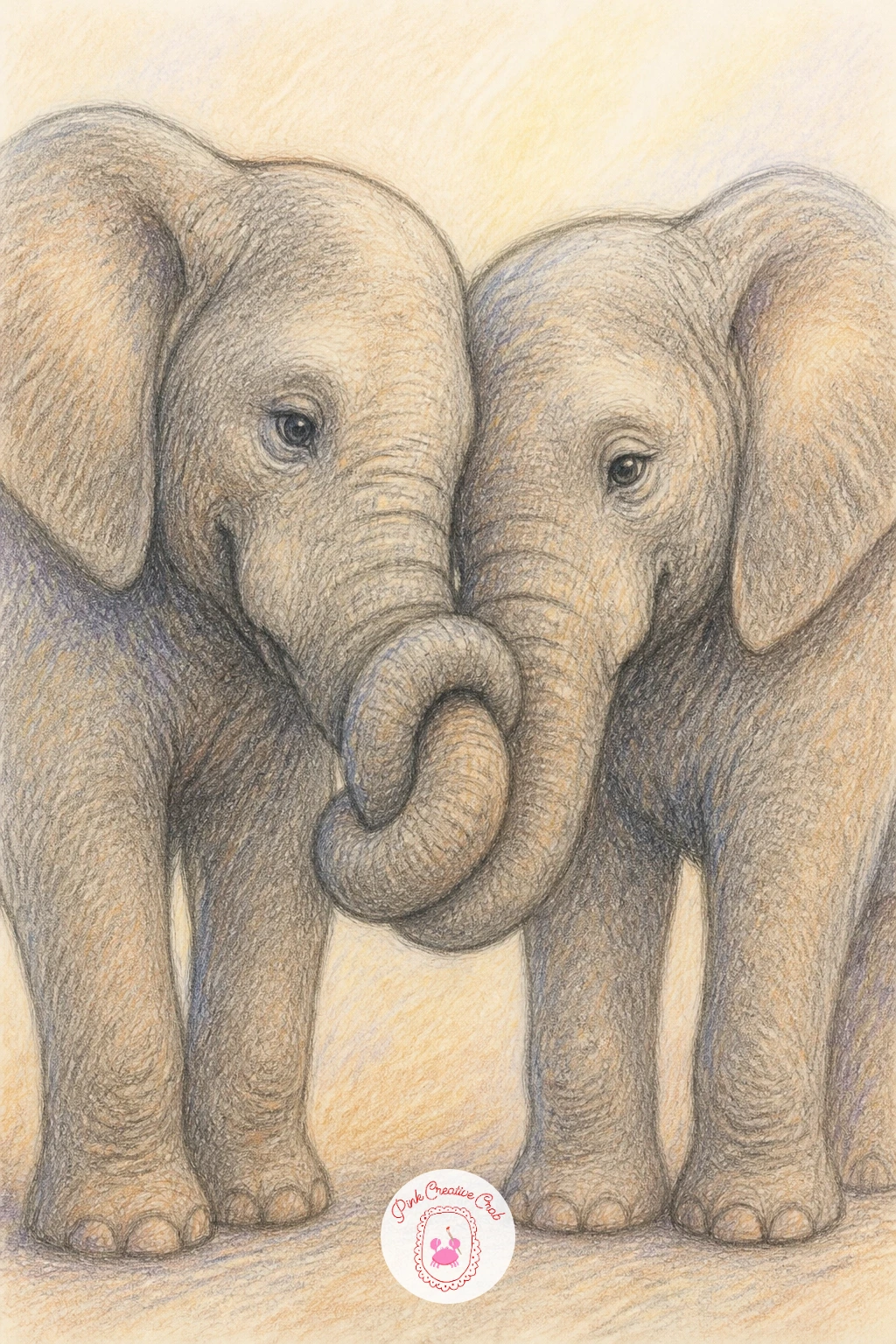 Two Elephants With Trunks Entwined — Go bigger again with two elephants with trunks entwined, their trunks curling around each other like held hands while