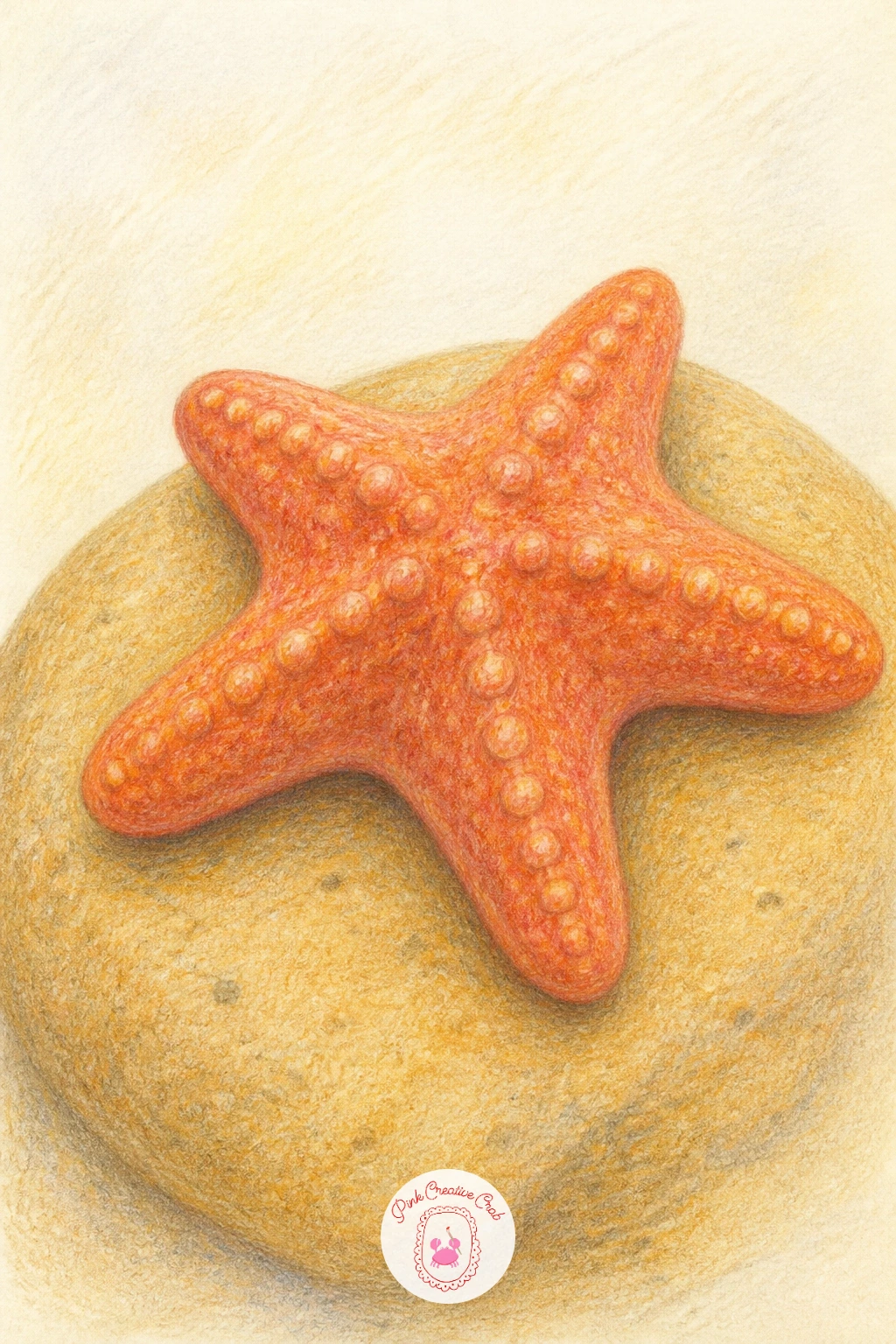 Starfish on a Sandy Rock — Start the whole set with a starfish on a sandy rock, since it teaches the one shape every other idea leans on. Starfish drawing