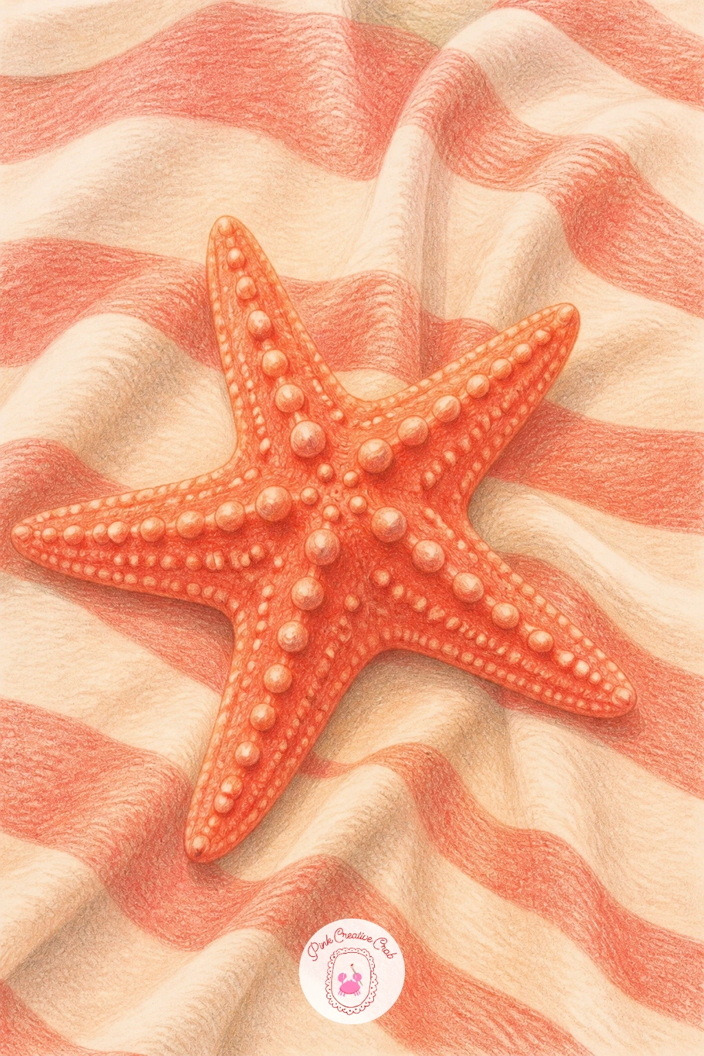 Starfish on a Beach Towel — Keep the beach mood going with a starfish lounging on a striped beach towel, a nice chance to practice pattern without much risk.
