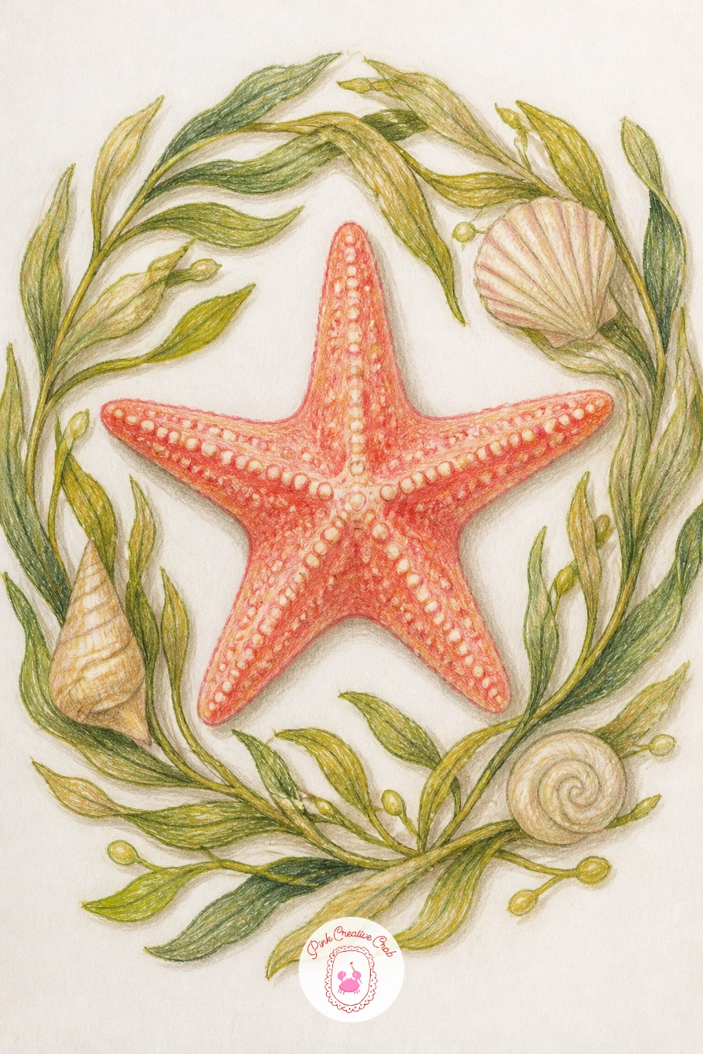 Starfish Wreath of Seaweed — Turn the starfish into the centerpiece of a small wreath made from loops of seaweed and a few shells, a nice one for anyone who