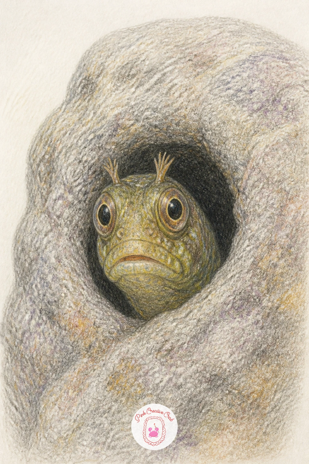Blenny Peeking From a Hole — Bring a bit of humor in with a blenny fish peeking out from a small hole in the rocks, just its face and a pair of expressive eyes