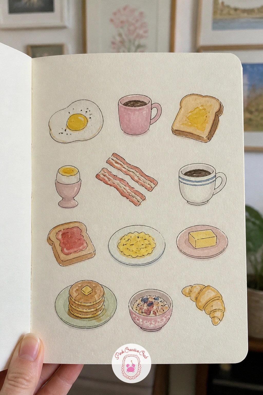 Little Breakfast Foods — Breakfast foods make the gentlest page to open a sketchbook with, because toast, a soft boiled egg and a mug of coffee are all made of