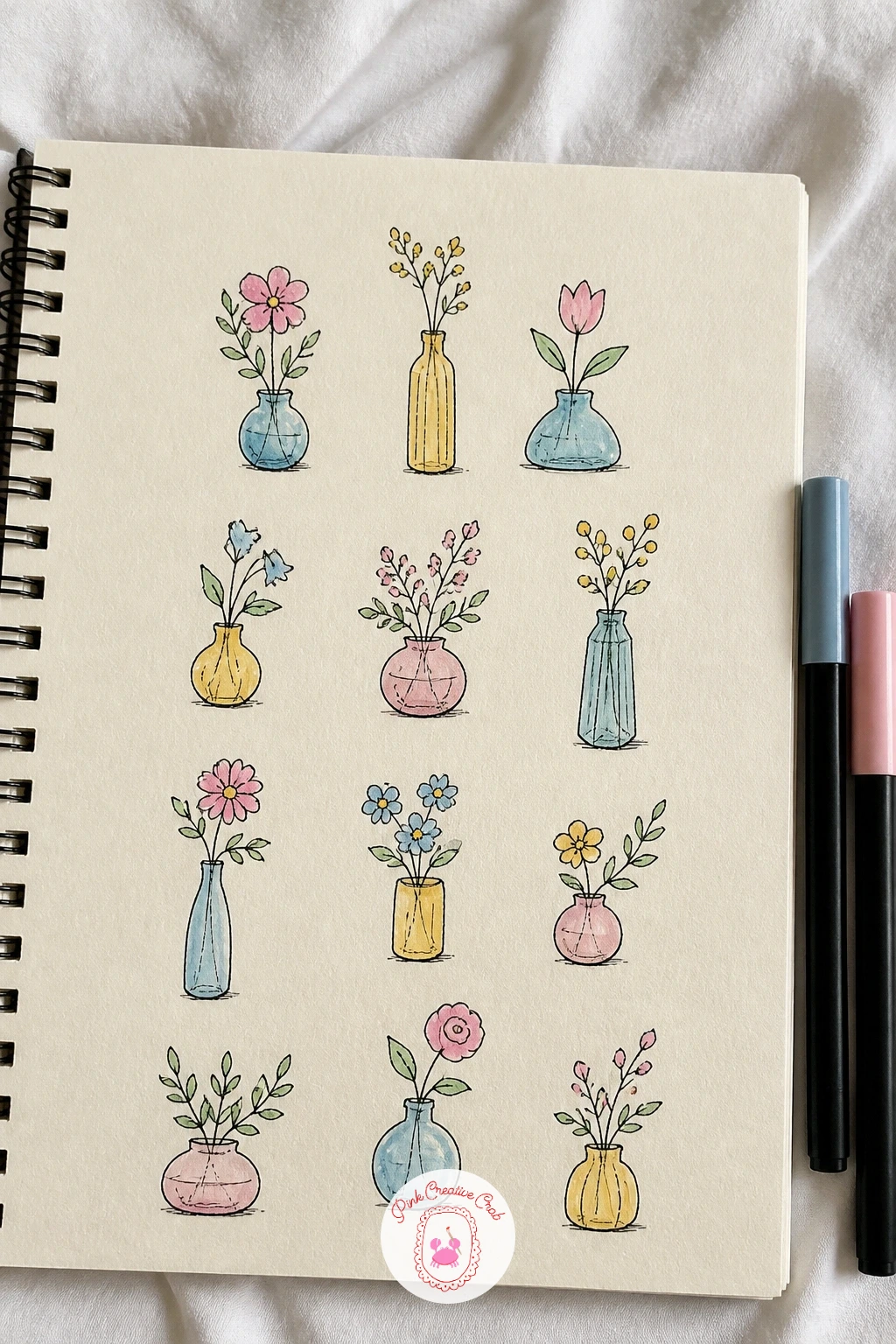 Flowers In Tiny Vases — Flowers in tiny vases bring back the eye level question, since a vase drawn from slightly above shows an oval rim, while one drawn