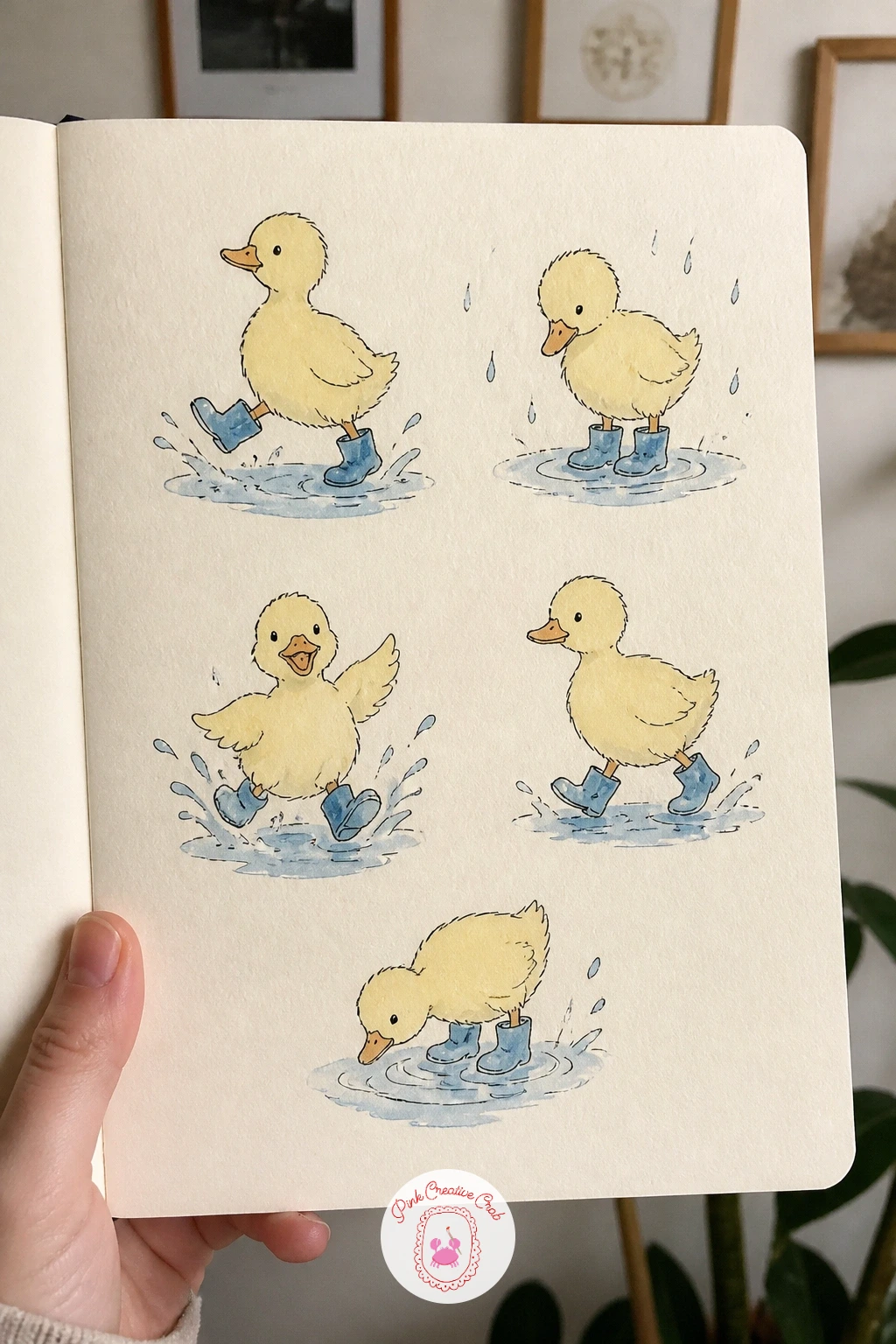 Ducks In Rain Boots — Ducks in rain boots are a cheerful excuse to draw puddles and reflections, since the main light and perspective decision here is where