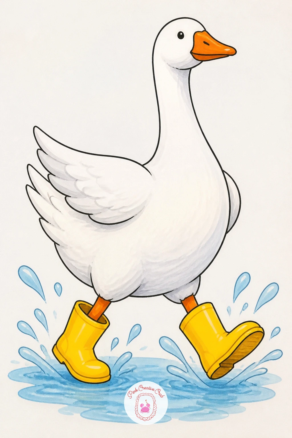 Goose in Rain Boots — Keep the practical charm going with a goose in rain boots, splashing through a puddle like she has somewhere important to be. Goose