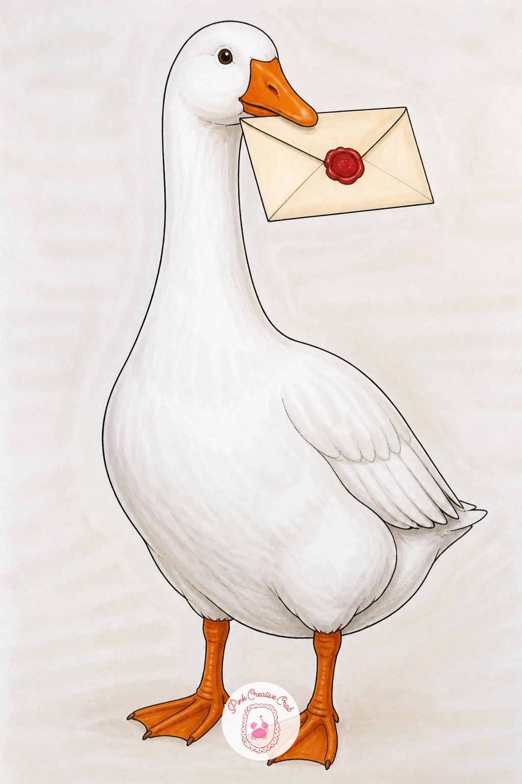 Goose Delivering a Letter — Keep the gentle mood going with a goose delivering a letter, standing upright and a little formal with an envelope held carefully