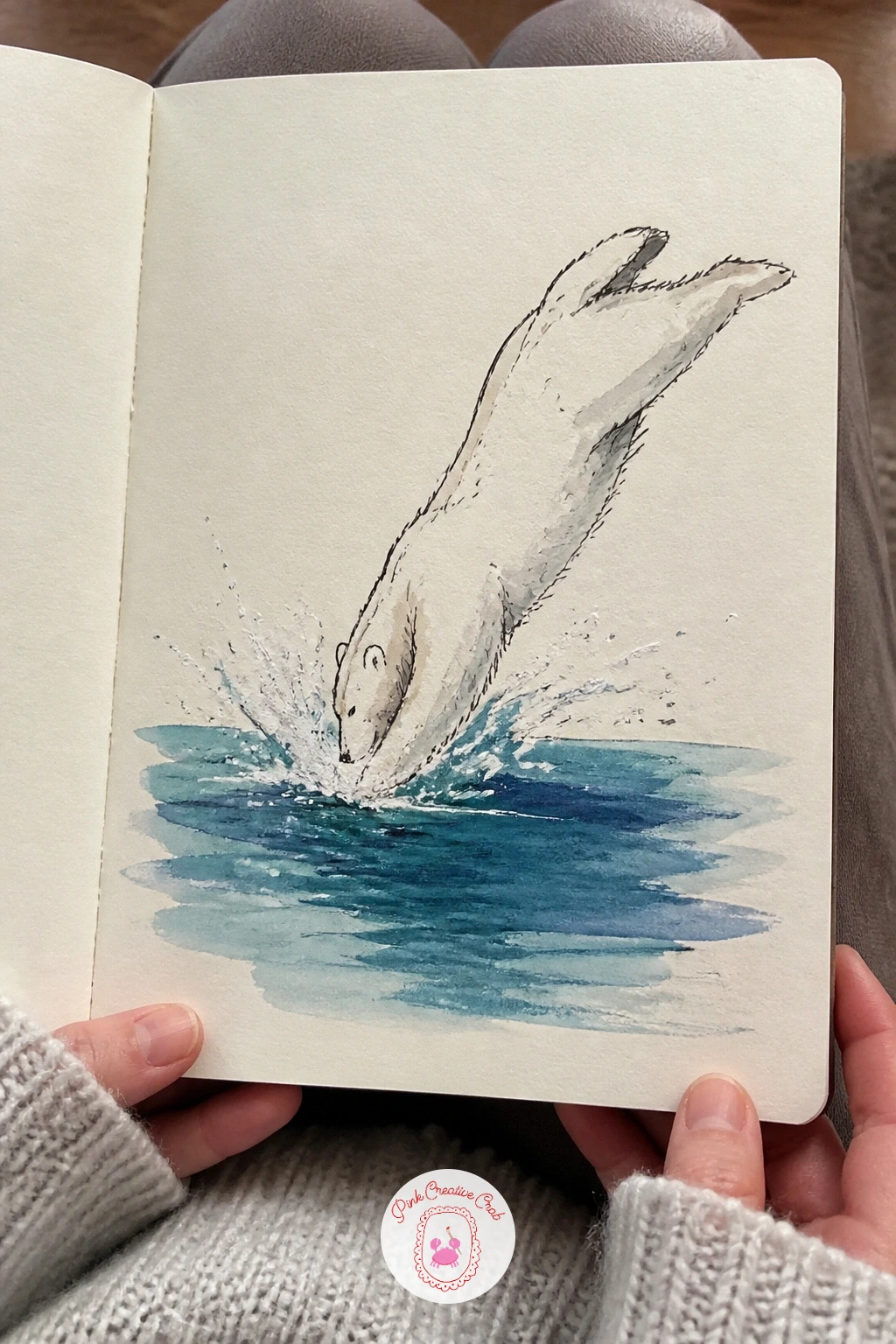 Polar Bear Diving Into Blue Water — Catch a polar bear mid dive into blue water, a dynamic pose that depends on getting the splash and the body angle working