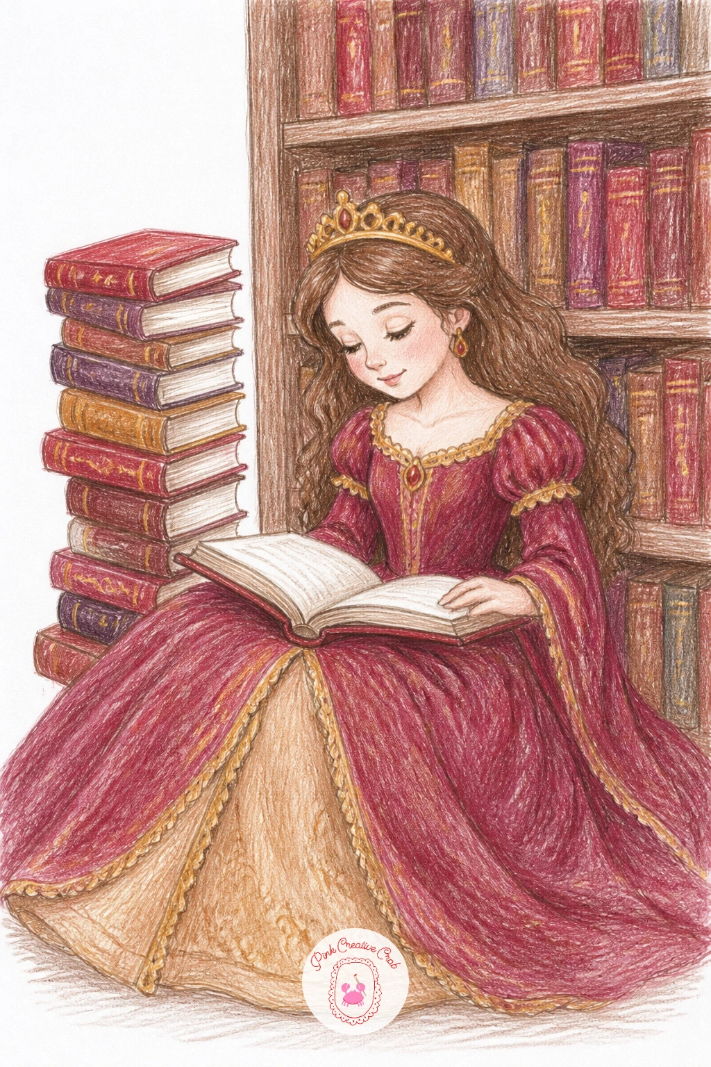 Princess at the Library — From one throne to another, since a good library is basically a throne made of books. Princess drawings