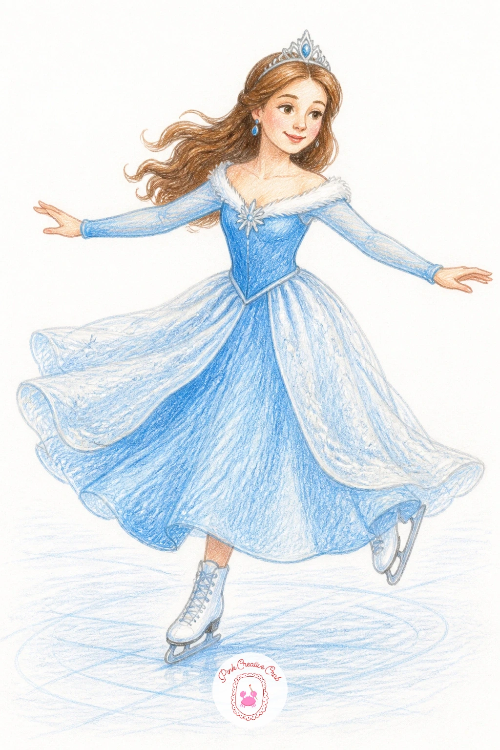 Princess Ice Skating — Take her from indoors to a frozen pond for a bit of ice skating, arms out for balance and gown flaring behind her mid glide. Princess