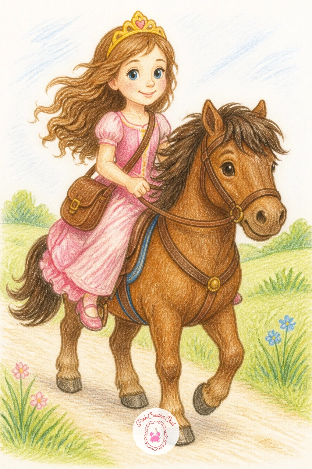 Princess Riding a Pony to School — Send her off to lessons on pony back instead of in a carriage, satchel bouncing against the pony's side and crown pushed