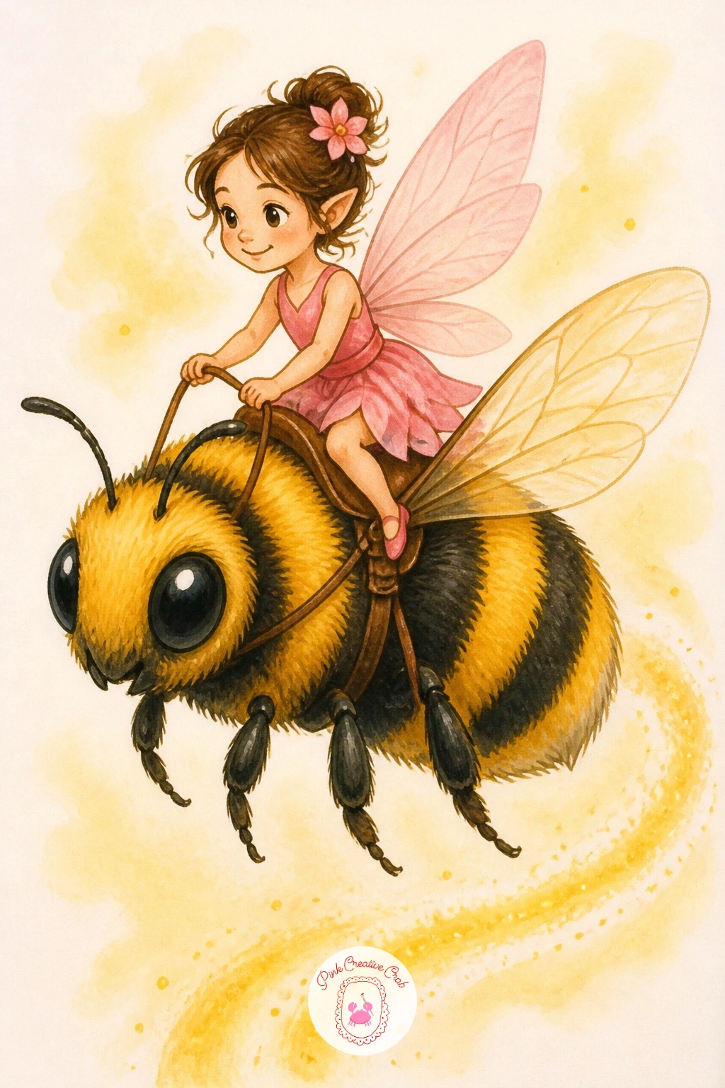 Fairy Riding A Bee — Shrink the scale right down for a tiny fairy riding a fat bumblebee like a tiny motorbike, which is a fun size contrast after all the sea